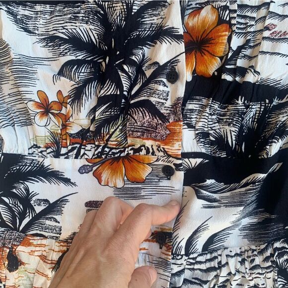 Maje Mini Dress Womens Sz 1 Rolina Hawaiian Print Button Front Tropical Pockets - Picture 11 of 13